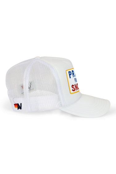 PRAY FOR SNOW VINTAGE TRUCKER HAT - WHITE - side