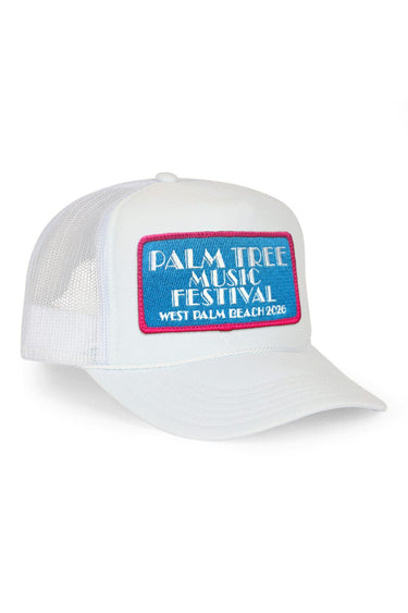 PALM TREE FESTIVAL WEST PALM 2026 VINTAGE LOW RISE TRUCKER - WHITE