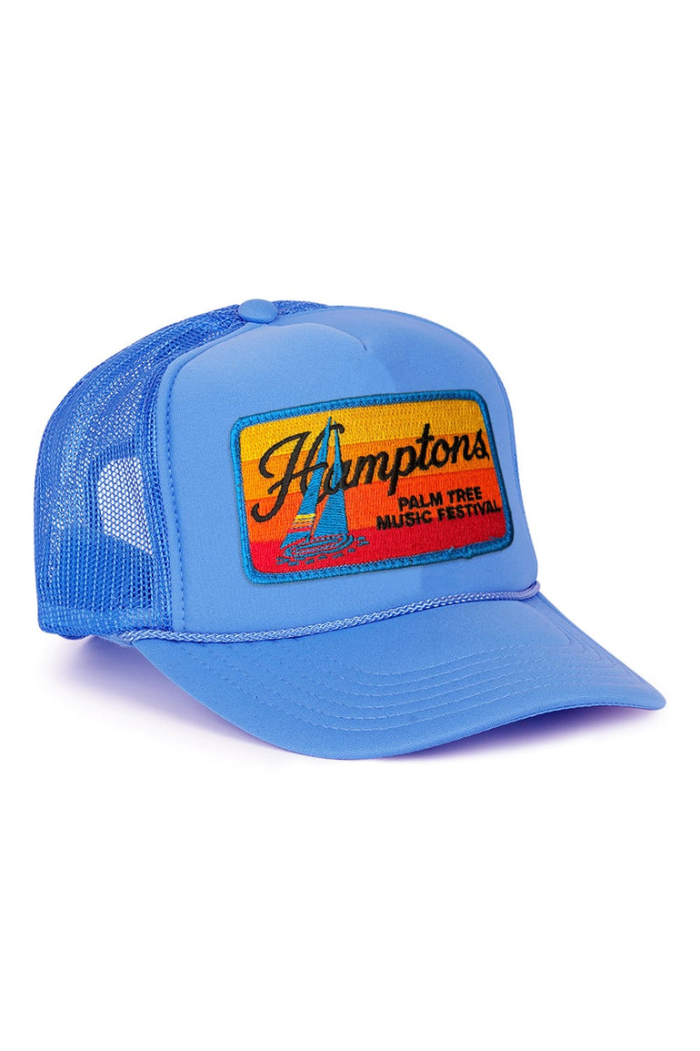 PALM TREE FESTIVAL HAMPTONS 2026 VINTAGE LOW RISE TRUCKER - LIGHT BLUE