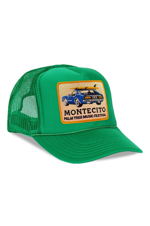 PALM TREE FESTIVAL MONTECITO 2026 VINTAGE LOW RISE TRUCKER - KELLY GREEN