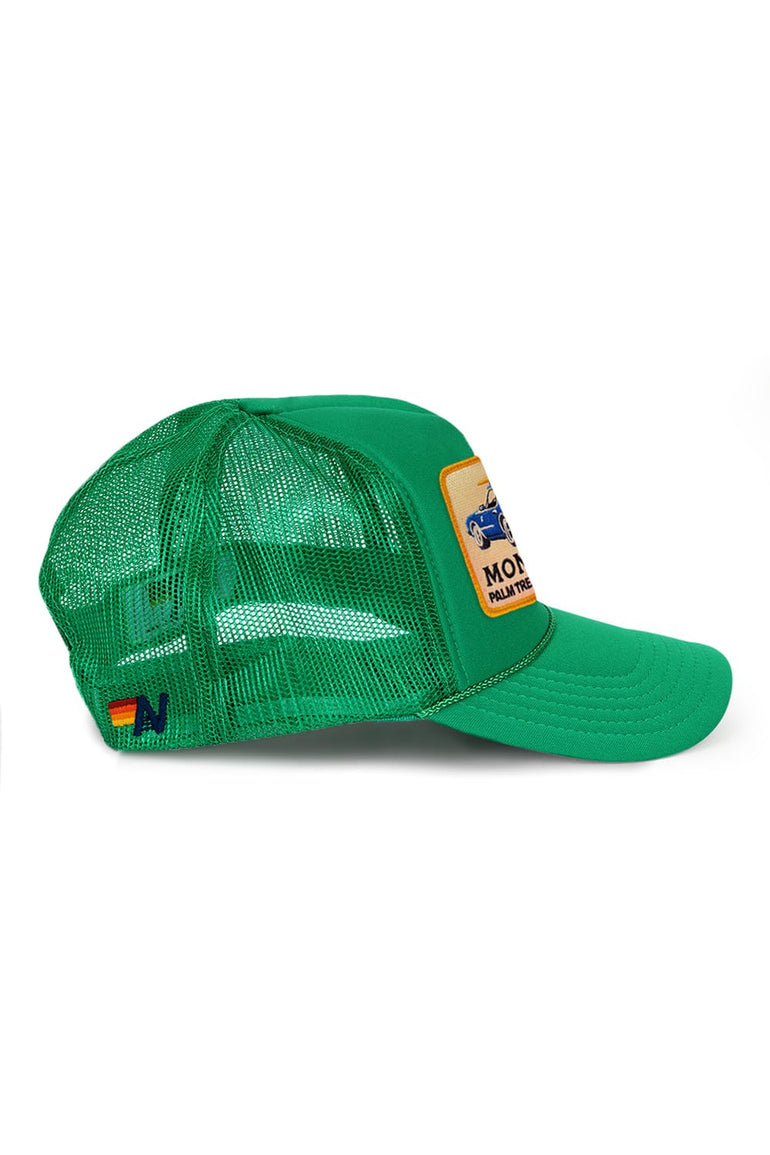 PALM TREE FESTIVAL MONTECITO 2026 VINTAGE LOW RISE TRUCKER - KELLY GREEN
