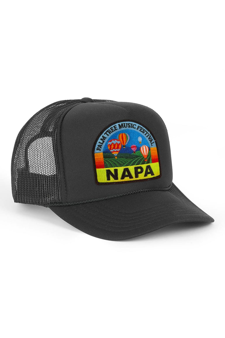 PALM TREE FESTIVAL NAPA 2026 VINTAGE LOW RISE TRUCKER - BLACK
