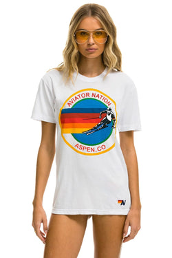 AVIATOR NATION ASPEN CREW TEE SHIRT - WHITE