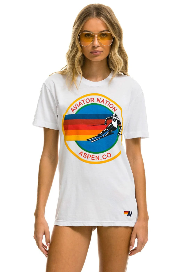AVIATOR NATION ASPEN CREW TEE SHIRT - WHITE