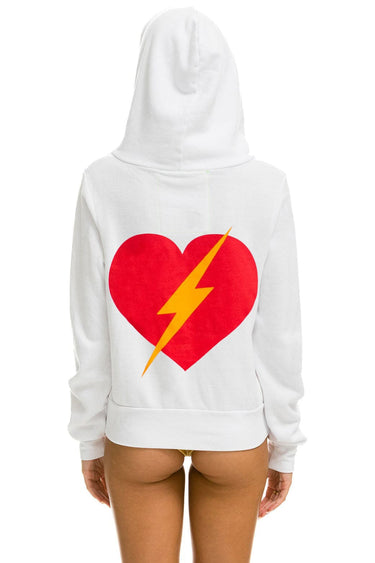BOLT HEART ZIP HOODIE - WHITE