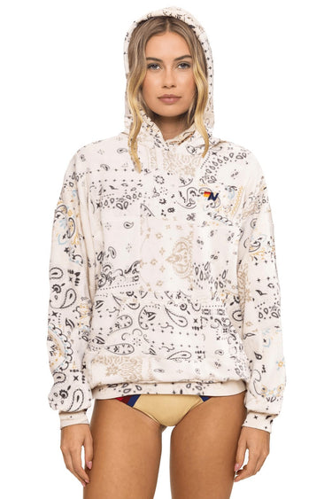 BANDANA QUILTED RELAXED PULLOVER HOODIE - VINTAGE WHITE