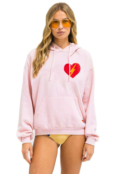 BOLT HEART PULLOVER RELAXED HOODIE - LIGHT PINK – Aviator Nation