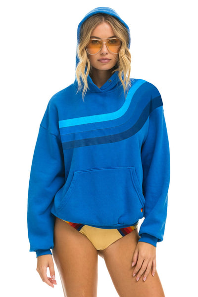 WAVE STRIPE 4 PULLOVER HOODIE RELAXED - ADVENTURE BLUE