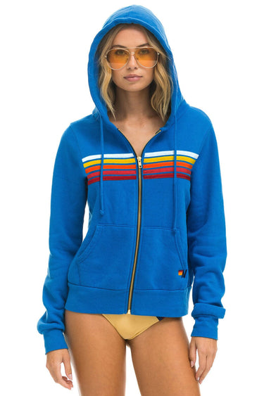 5 STRIPE HOODIE - ADVENTURE BLUE // RAINBOW WHITE