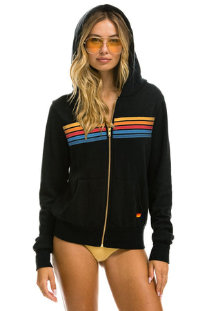 5 STRIPE HOODIE - BLACK