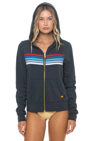 5 STRIPE AMERICA ZIP HOODIE - CHARCOAL // USA