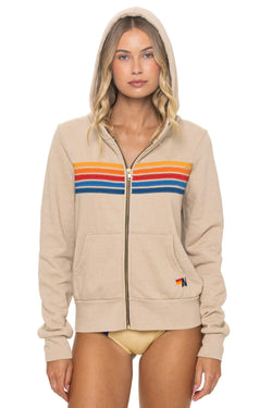 5 STRIPE HOODIE - SAND