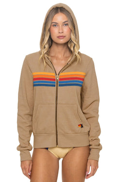 5 STRIPE HOODIE - TAN