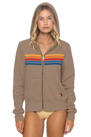 5 STRIPE HOODIE - TAUPE