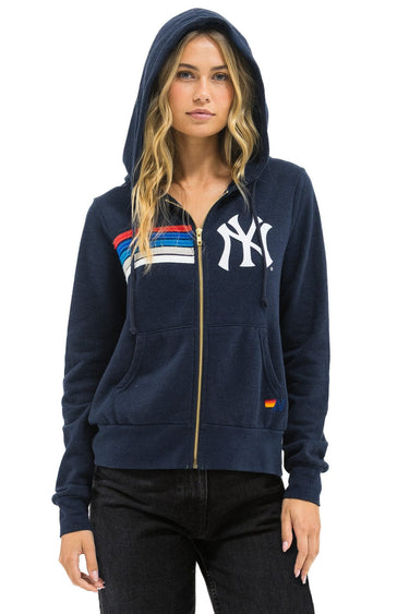 NY YANKEES 5 STRIPE ZIP HOODIE - NAVY // USA