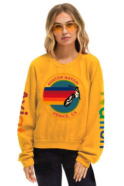 AVIATOR NATION RELAXED VENICE CREW SWEATSHIRT - GOLD