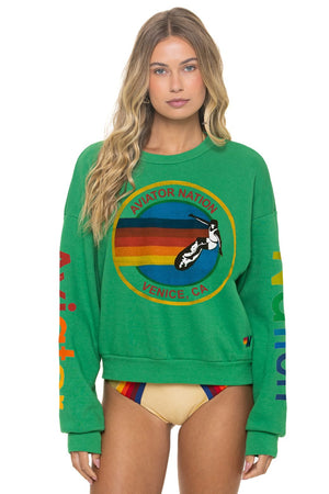 AVIATOR NATION RELAXED VENICE CREW SWEATSHIRT - KELLY GREEN
