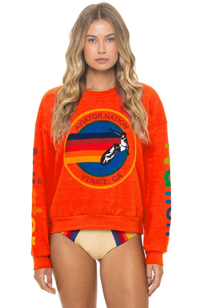 AVIATOR NATION RELAXED VENICE CREW SWEATSHIRT - ORANGE