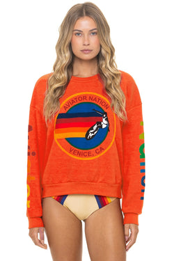 AVIATOR NATION RELAXED VENICE CREW SWEATSHIRT - VINTAGE ORANGE