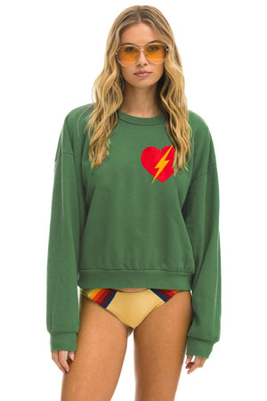 BOLT HEART RELAXED CREW SWEATSHIRT - PALM