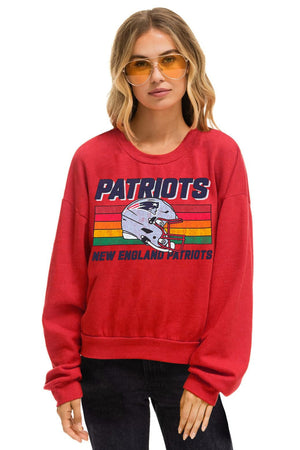 NEW ENGLAND PATRIOTS HELMET RELAXED CREW SWEATSHIRT - FLASH RED