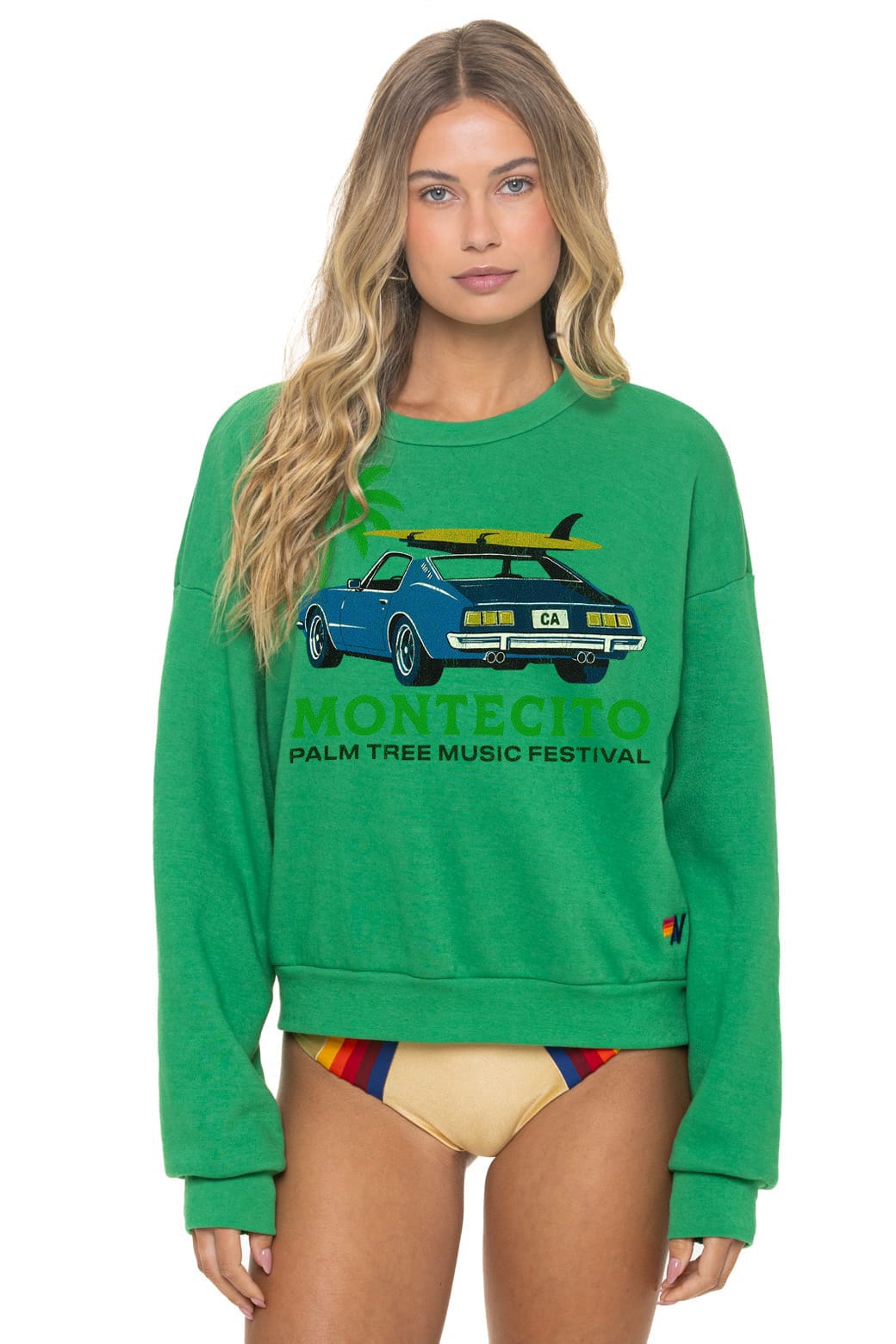 Palm Tree Festival Montecito 2026 Relaxed Crew Sweatshirt Kelly Green - women's front