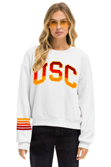 UNIVERSITY OF SOUTHERN CALIFORNIA RELAXED CREW SWEATSHIRT - WHITE