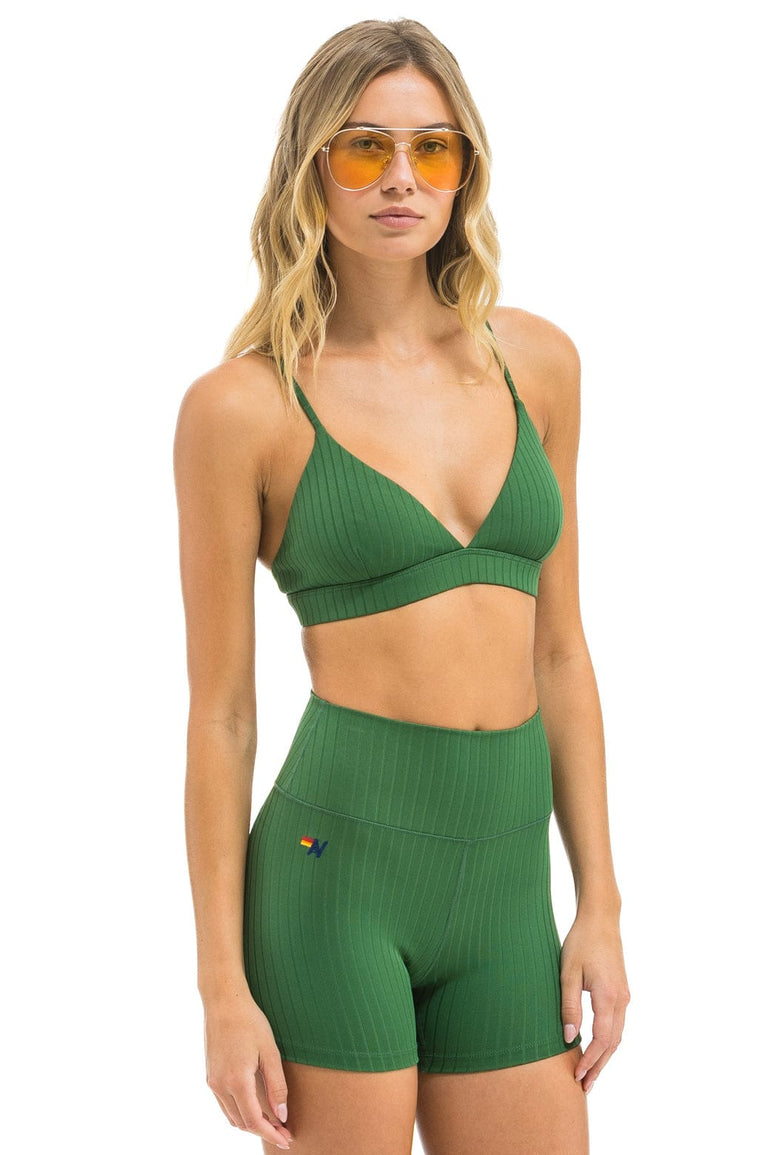 WIDE RIB TRIANGLE ADJUSTABLE SPORTS BRA - PALM