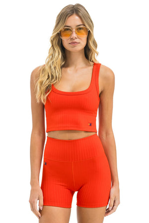 WIDE RIB WOMEN'S SCOOP BACK SPORTS TANK - BRIGHT RED