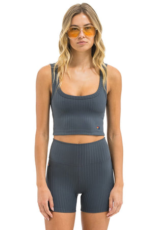WIDE RIB WOMEN'S SCOOP BACK SPORTS TANK - TITANIUM