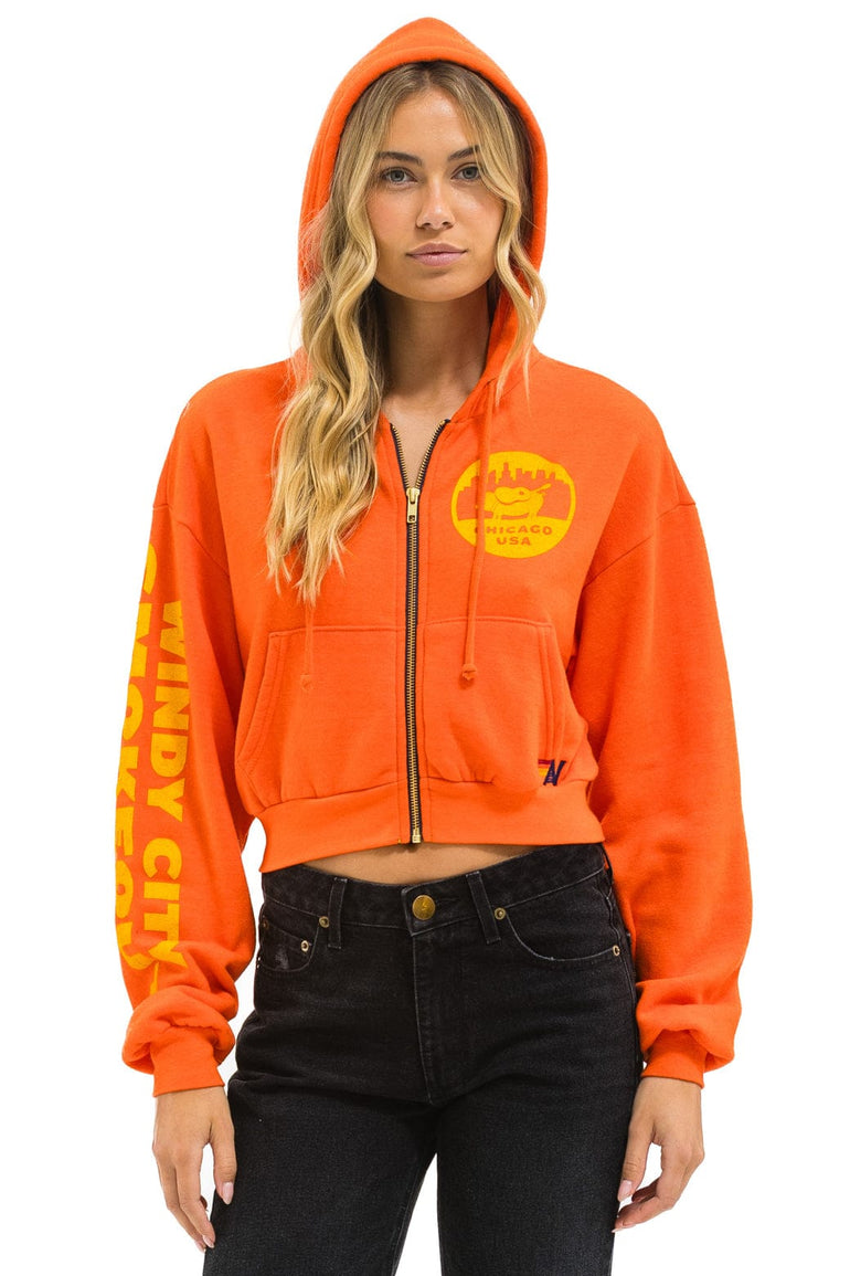 WINDY CITY SMOKEOUT 2025 CROPPED ZIP HOODIE RELAXED - ORANGE