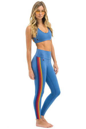 FULL LENGTH HI-RISE 5 STRIPE LEGGINGS - DUSTY BLUE