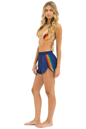 WOMEN'S 5 STRIPE FLEX BOARD SHORTS - NAVY // RAINBOW