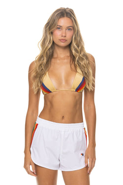 WOMEN'S 5 STRIPE FLEX BOARD SHORTS - WHITE // RAINBOW