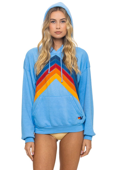 MOUNTAIN STITCH CHEVRON PULLOVER HOODIE RELAXED - SKY