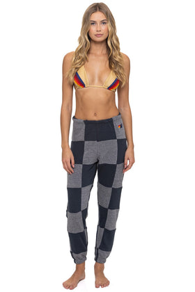 CHECK QUILTED SWEATPANTS