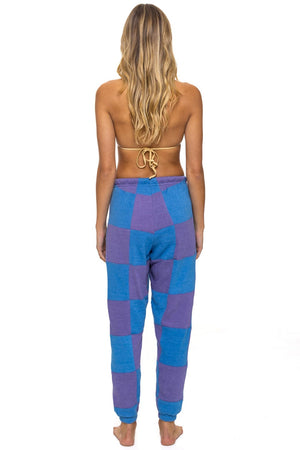 CHECK QUILTED SWEATPANTS - LAVENDER // OCEAN