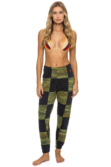 CHECK QUILTED SWEATPANTS - SMOKE // CAMO