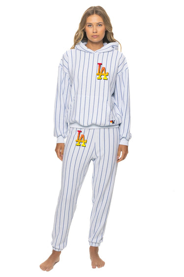 PRESALE: LOS ANGELES DODGERS PINSTRIPE 2026 SWEATPANTS - WHITE // BLUE