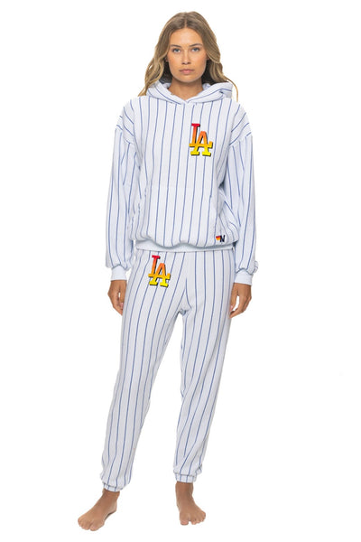 PRESALE: LOS ANGELES DODGERS PINSTRIPE 2026 SWEATPANTS - WHITE