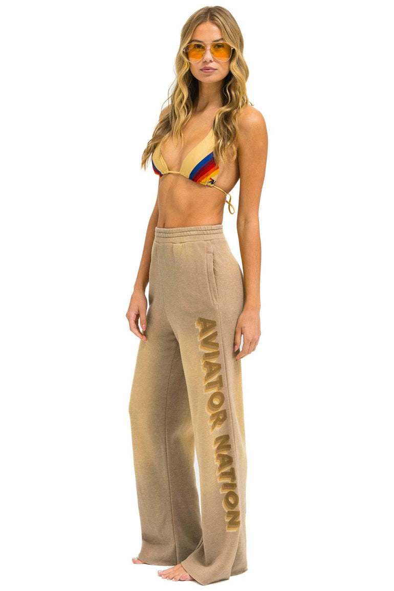 AN 3D WIDE LEG POCKET SWEATPANTS - FADED TAN