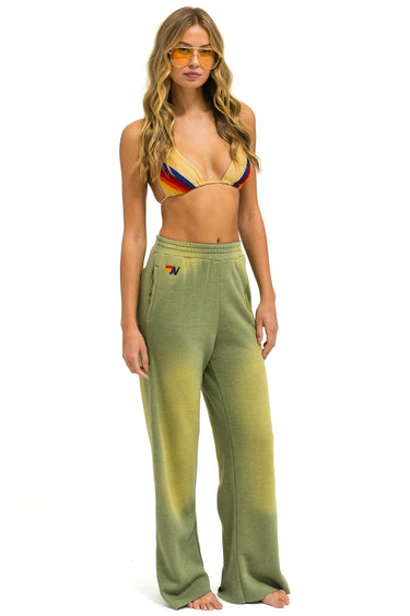 BOLT STITCH WIDE LEG POCKET SWEATPANTS - FADED ARMY