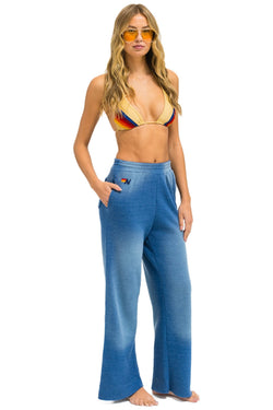 ESSENTIAL WIDE LEG POCKET SWEATPANTS - FADED WATER