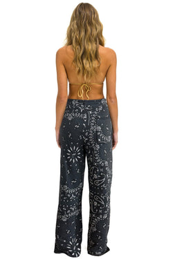 BANDANA WIDE LEG POCKET SWEATPANTS - CHARCOAL