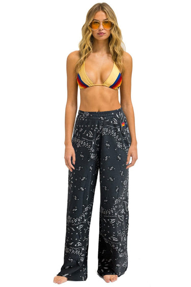 BANDANA WIDE LEG POCKET SWEATPANTS - CHARCOAL