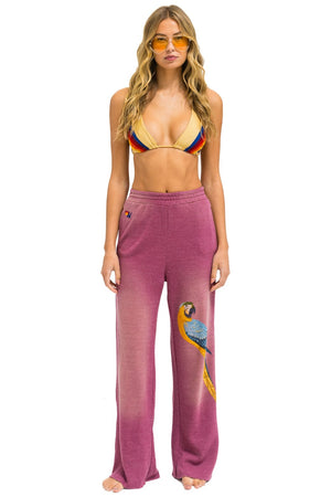 PARROT WIDE LEG POCKET SWEATPANTS - FADED BERRY