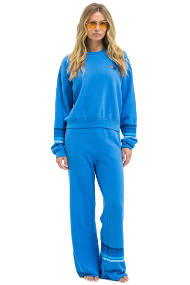 RUGBY STITCH WIDE LEG POCKET SWEATPANTS - COBALT // BLUE