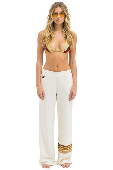 RUGBY STITCH WIDE LEG POCKET SWEATPANTS - VINTAGE WHITE // BROWN