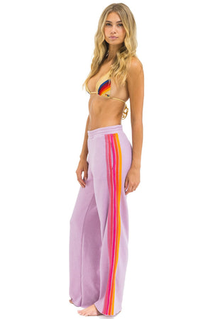 5 STRIPE WIDE LEG POCKET SWEATPANTS - MAUVE // MAGENTA // ORANGE