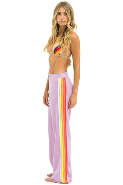 5 STRIPE WIDE LEG POCKET SWEATPANTS - MAUVE // WHITE NEON